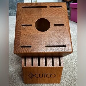 Cutco Galley + 6 Set Block Solid Honey Oak Wood 13-Slot USA EUC (Block ONLY)